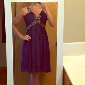 Purple chiffon A-line dress